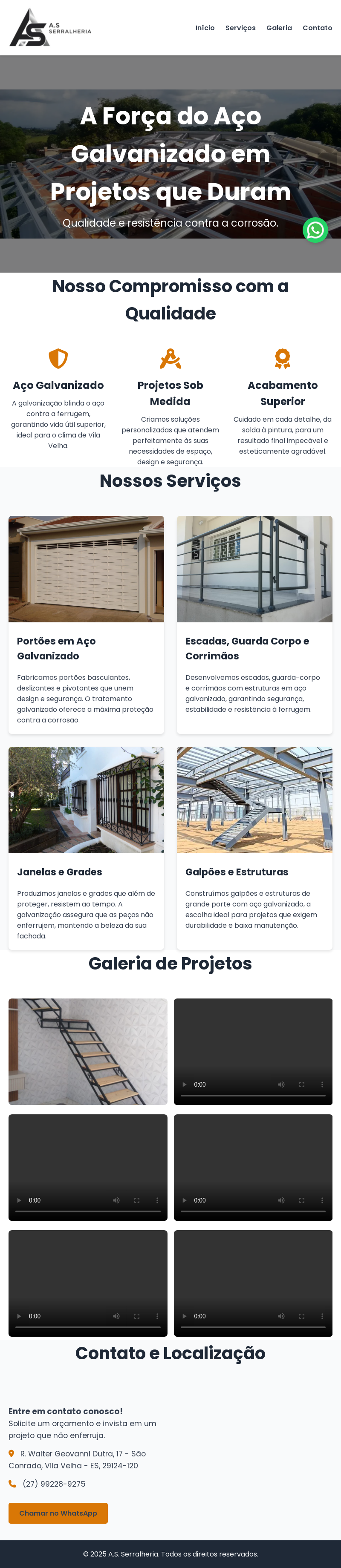 Screenshot do site para Cliente A