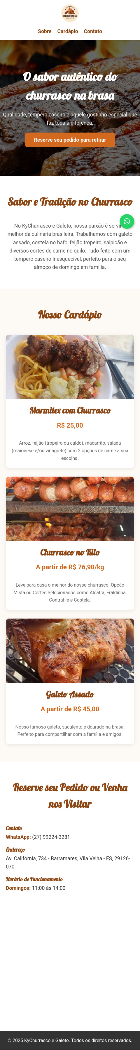 Screenshot do site para Cliente B